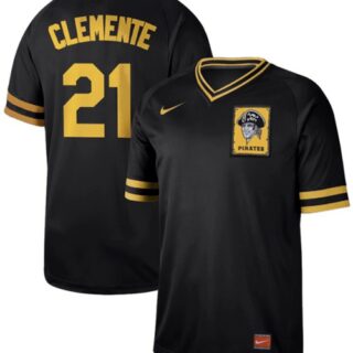 Pirates #21 Roberto Clemente Black Authentic Cooperstown Collection Stitched Baseball Jersey