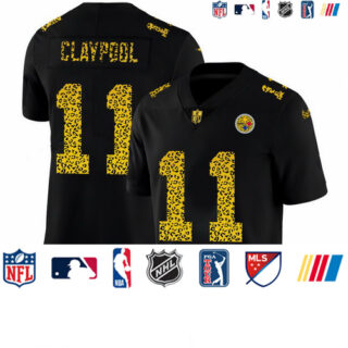 Pittsburgh Steelers #11 Chase Claypool Men's Nike Leopard Print Fashion Vapor Limited NFL Jersey Black