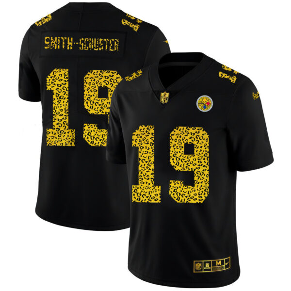 Pittsburgh Steelers #19 JuJu Smith-Schuster Men's Nike Leopard Print Fashion Vapor Limited NFL Jersey Black