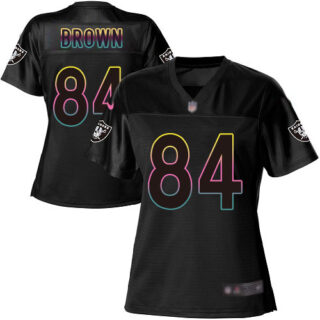 Raiders #84 Antonio Brown Black Women's Football Fashion Game Jersey