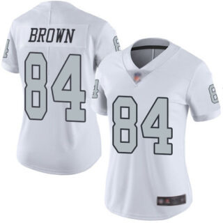 Raiders #84 Antonio Brown White Women's Stitched Football Limited Rush Jersey