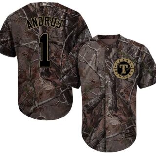 Rangers #1 Elvis Andrus Camo Realtree Collection Cool Base Stitched Baseball Jersey