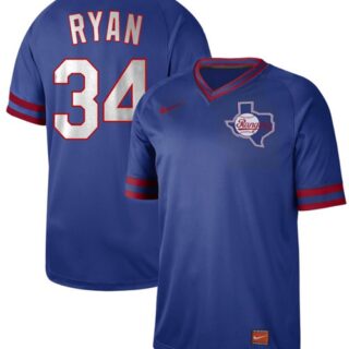 Rangers #34 Nolan Ryan Royal Authentic Cooperstown Collection Stitched Baseball Jersey