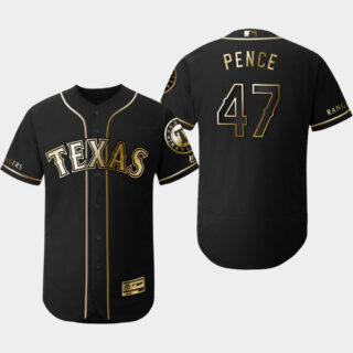 Rangers 47 Hunter Pence Black Gold Flexbase Jersey