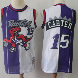 Raptors 15 Vince Carter Purple White Split Swingman Jersey