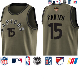Raptors #15 Vince Carter Green Salute to Service 2019 Finals Bound Basketball Swingman Jersey