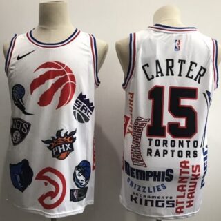 Raptors #15 Vince Carter White Basketball Swingman Jointly Team Jersey