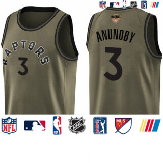 Raptors #3 OG Anunoby Green Salute to Service 2019 Finals Bound Basketball Swingman Jersey