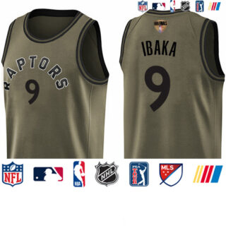 Raptors #9 Serge Ibaka Green Salute to Service 2019 Finals Bound Basketball Swingman Jersey