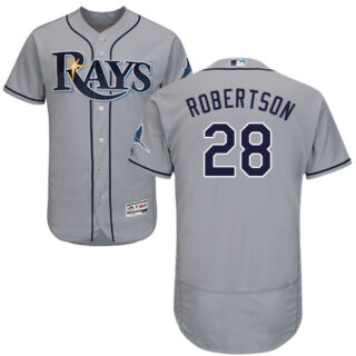 Rays #28 Daniel Robertson Grey Flexbase Authentic Collection Stitched Baseball Jersey