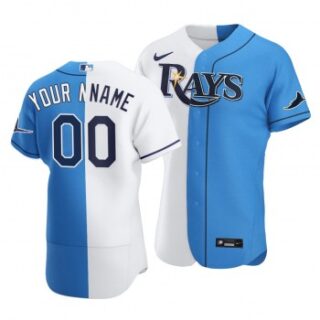 Rays Custom Split White Blue Two-Tone Jersey