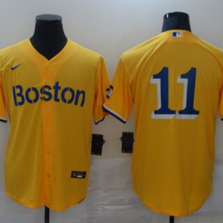 Red Sox 11 Rafael Devers Gold Nike 2021 City Connect Replica Player Cool Base Jersey