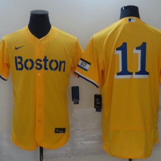 Red Sox 11 Rafael Devers Gold Nike 2021 City Connect Replica Player Flexbase Jersey