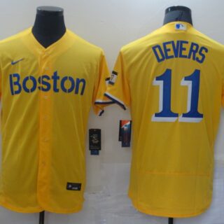 Red Sox 11 Rafael Devers Gold Nike 2021 City Connect Replica Player Flexbase Jerseys