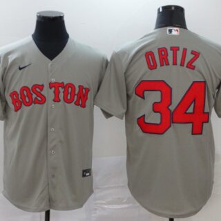 Red Sox 34 David Ortiz Gray 2020 Nike Cool Base Jersey