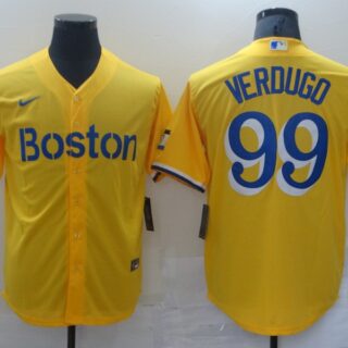 Red Sox 99 Alex Verdugo Gold Nike 2021 City Connect Replica Player Cool Base Jerseys