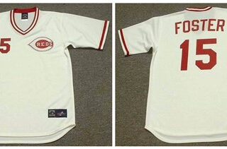 Reds 15 George Foster White 1975'S Throwback Cool Base Jersey