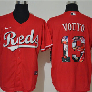 Reds 19 Joey Votto Red Nike Cool Base Player Jersey
