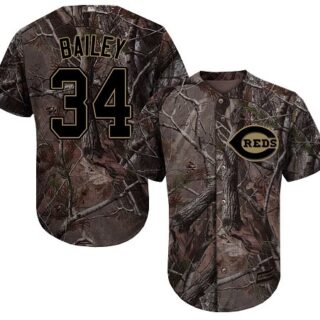 Reds #34 Homer Bailey Camo Realtree Collection Cool Base Stitched Youth Baseball Jersey