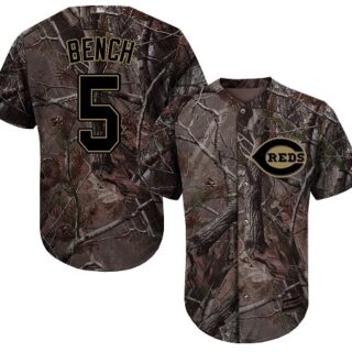 Reds #5 Johnny Bench Camo Realtree Collection Cool Base Stitched Youth Baseball Jersey