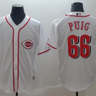 Reds 66 Yasiel Puig White Cool Base Jersey