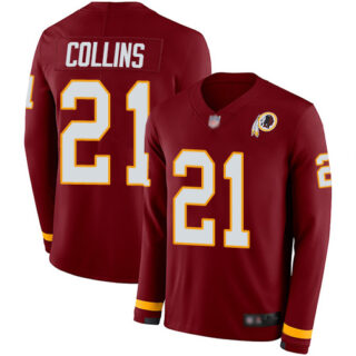 Redskins #21 Landon Collins Burgundy Red Team Color Men's Stitched Football Limited Therma Long Sleeve Jersey