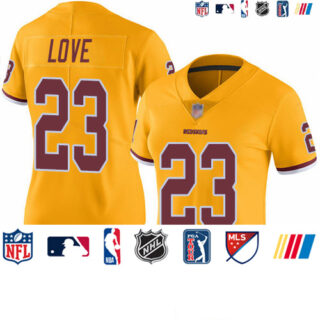 Redskins #23 Bryce Love Gold Women's Stitched Football Limited Rush Jersey