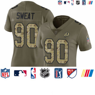 Redskins #90 Montez Sweat Olive Camo Women's Stitched Football Limited 2017 Salute to Service Jersey