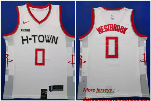 Rockets 0 Russell Westbrook White 2019-20 Nike City Edition Swingman Jersey