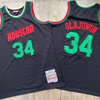 Rockets 34 Hakeem Olajuwon Black 1993-94 Hardwood Classics Jersey