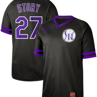 Rockies #27 Trevor Story Black Authentic Cooperstown Collection Stitched Baseball Jersey
