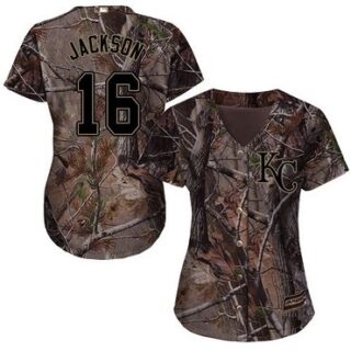 Royals #16 Bo Jackson Camo Realtree Collection Cool Base Women's Stitched Baseball Jersey