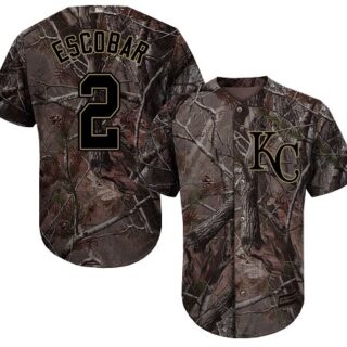 Royals #2 Alcides Escobar Camo Realtree Collection Cool Base Stitched Baseball Jersey