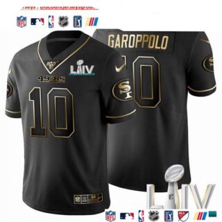 San Francisco 49ers #10 Jimmy Garoppolo Men's Nike Black Golden Super Bowl LIV 2020 Limited NFL 100 Jersey