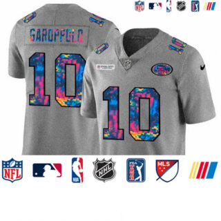 San Francisco 49ers #10 Jimmy Garoppolo Men's Nike Multi-Color 2020 NFL Crucial Catch NFL Jersey Greyheather