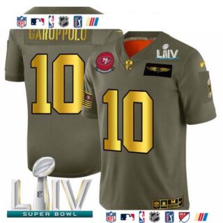San Francisco 49ers #10 Jimmy Garoppolo NFL Men's Nike Olive Gold Super Bowl LIV 2020 2019 Salute to Service Limited Jersey