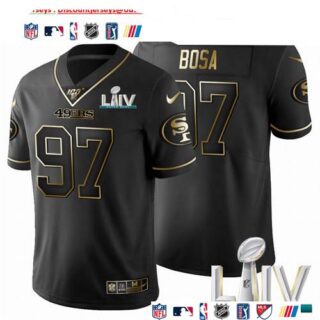 San Francisco 49ers #97 Nick Bosa Men's Nike Black Golden Super Bowl LIV 2020 Limited NFL 100 Jersey