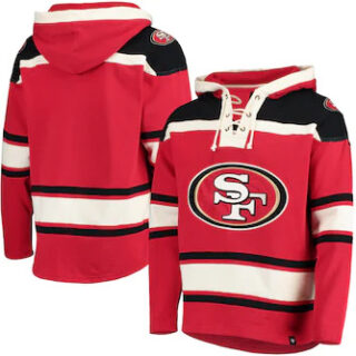San Francisco 49ers '47 Lacer V-Neck Pullover Hoodie u2013 Scarlet Black