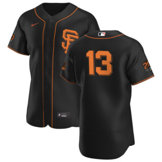 San Francisco Giants #13 Austin Slater Men's Nike Black Alternate 2020 Authentic 20 at 24 Patch Player MLB Jersey