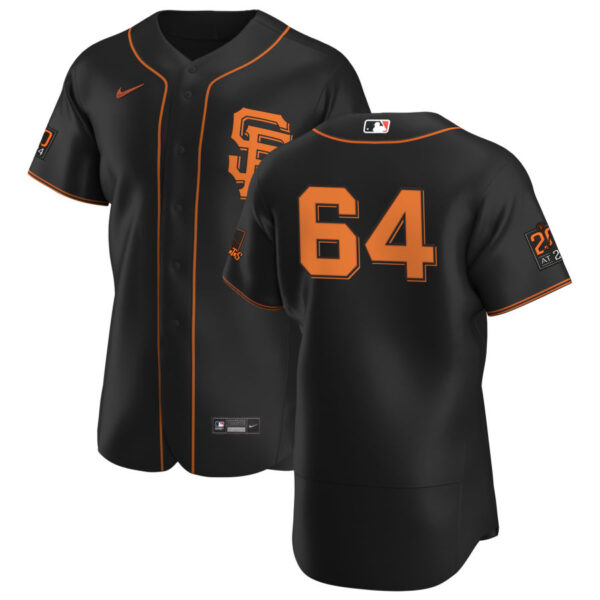 San Francisco Giants #64 Shaun Anderson Men's Nike Black Alternate 2020 Authentic 20 at 24 Patch Player MLB Jersey
