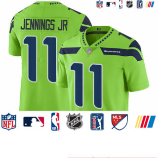 Seahawks #11 Gary Jennings Jr. Green Men's Stitched Football Limited Rush Jersey