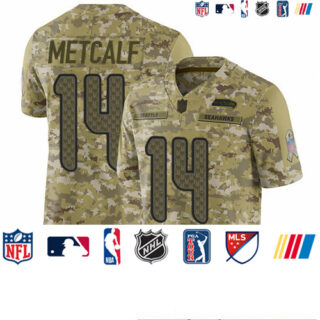 Seahawks #14 D.K. Metcalf Camo Men's Stitched Football Limited 2018 Salute To Service Jersey