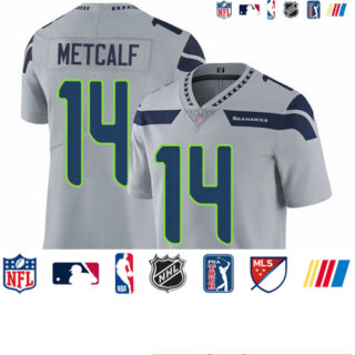 Seahawks #14 D.K. Metcalf Grey Alternate Men's Stitched Football Vapor Untouchable Limited Jersey