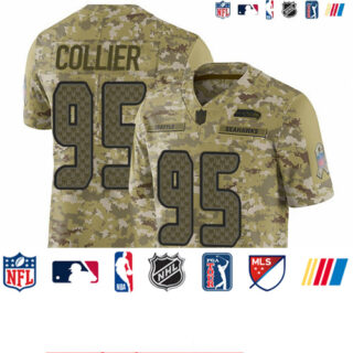 Seahawks #95 L.J. Collier Camo Men's Stitched Football Limited 2018 Salute To Service Jersey