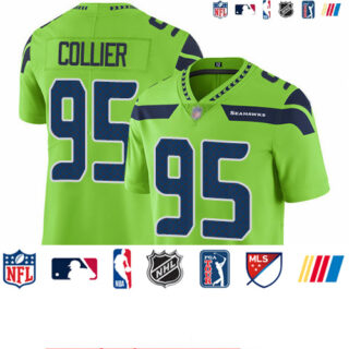 Seahawks #95 L.J. Collier Green Men's Stitched Football Limited Rush Jersey