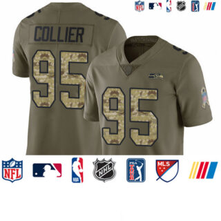 Seahawks #95 L.J. Collier Olive Camo Youth Stitched Football Limited 2017 Salute to Service Jersey