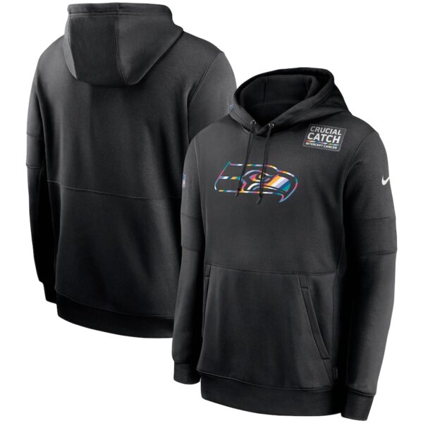 Seattle Seahawks 2020 NFL Crucial Catch Sideline Performance Pullover Hoodie Black