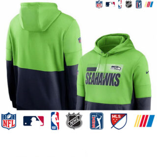 Seattle Seahawks Nike Sideline Impact Lockup Performance Pullover Hoodie Neon Green College Navy
