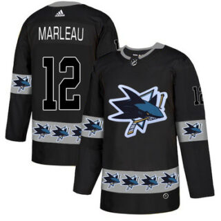 Sharks 12 Patrick Marleau Black Team Logos Fashion Adidas Jersey