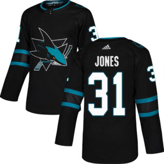 Sharks #31 Martin Jones Black Alternate Authentic Stitched Hockey Jersey
